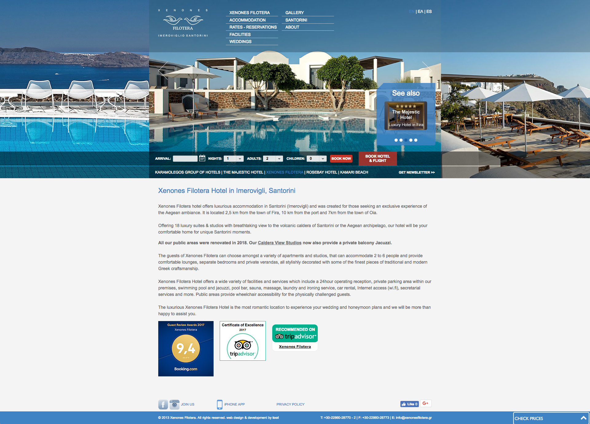 Xenones Filotera Hotel website